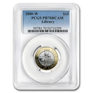2000-W Gold/Platinum $10 Commem Library of Congress PR-70 PCGS - Picture 1 of 3