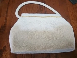 Bolso sin asas vintage con cuentas bolso de noche blanco perla iridiscente nupcial - Imagen 1 de 7