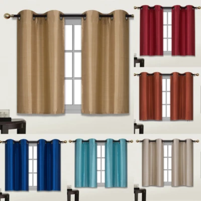 2 PANELS Bedroom Half Window Curtain & KITCHEN WINDOW TIER 36" BLACKOUT D24 - Image 1 of 2