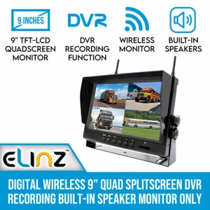 Digital Wireless 9" Quad Splitscreen DVR Recording Built-in Speaker Monitor Only - Picture 1 of 11
