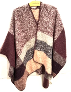 Womens Fat Face Blanket Wrap Shawl Cape Scarf One Size Purple Check - Picture 1 of 5