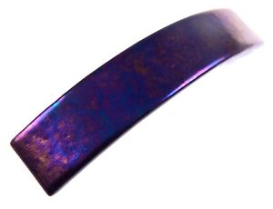 Stained GLASS BARRETTE Iridescent Green Blue Bronze on Black 3.5" 90mm Hair Clip