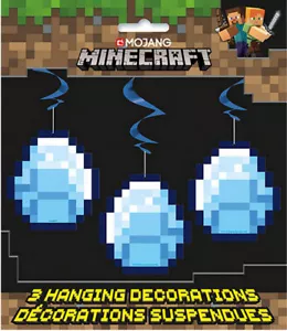 MINECRAFT jugadores Feliz Cumpleaños Fiesta Colgante Lámina DECORACIONES DE REMOLINO 3 piezas - Imagen 1 de 1