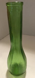 Vintage Portland Glass Co PGC Emerald Green Ribbed Glass Bud Flower Vase 9” 1100 - Picture 1 of 4