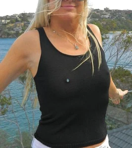 VINTAGE Jigsaw Flirty Sheer Italian Yarn Retro Tank Top - Bild 1 von 2