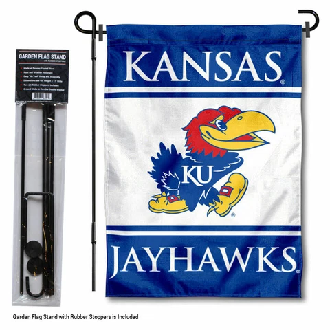 Kansas Jayhawks Garden Flag and Yard Stand Included Cover