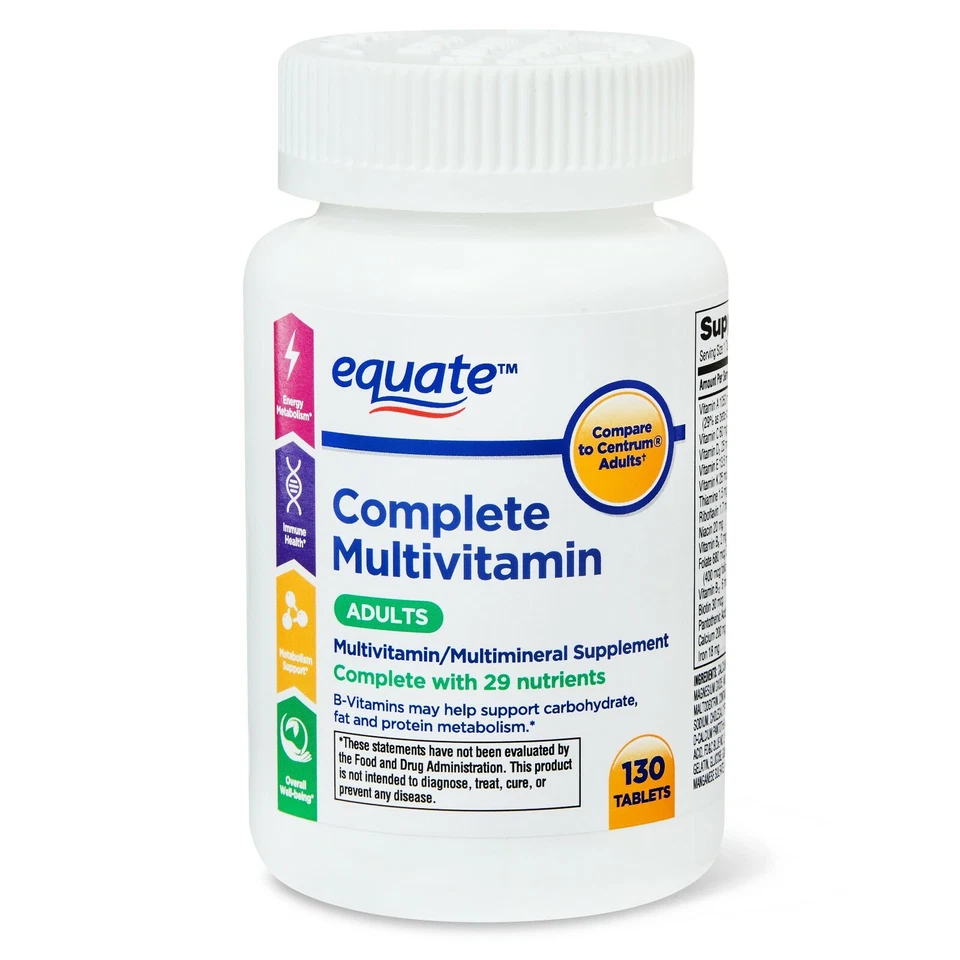 Comprimidos multivitamínicos completos Equate, adultos, 130 unidades - bienestar general..+ Foto 1 de 4