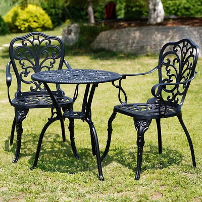Bistro Set 3Piece Outdoor Cast Aluminum Bistro Set with Arms for Front Porch Set - Image 1 of 4
