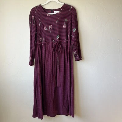 复古连衣裙格子格子花卉中长康乃馨黑暗假日奶奶小屋 — 第 1/4 张图片