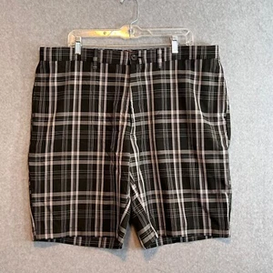 Haggar H26 Plaid Casual Shorts Size 40 Black Flat Classic Fit Bin 10 - Picture 1 of 9