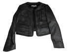 Anne Klein Women's Size Medium Braided Leather Bolero Jacket Black