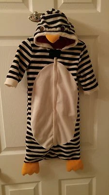 Gymboree Striped Penguin Bird Unisex Warm Hooded Halloween Costume 6-12 Months - Image 1 of 4