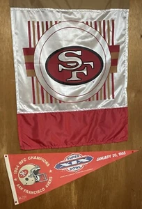 SAN FRANCISCO 49ERS "SF" 24"X36" BANNER FLAGGE mit XIX Super Bowl Wimpel 1985 - Bild 1 von 13