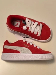 PUMA Suede Infants Size 7 High Risk Red and White - Picture 1 of 8