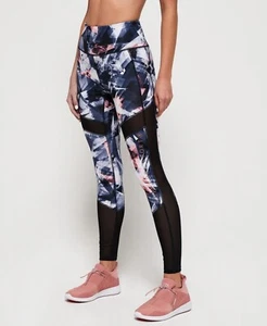 Superdry Active Studio Mesh Leggings Violet Shards - Sz 12 - Picture 1 of 6