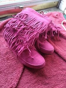 Hot Pink Boots Fringes  Size 10.5