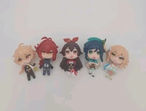 5 Genshin Impact 3" Trading Figures Aether Lumine Amber Venti Diluc NO Stands - Picture 1 of 22