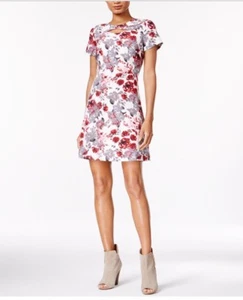Kensie $ 89 Damen neu B13 weiß grau Blumen Cut-Out A-Linie Kleid Größe M - Bild 1 von 3