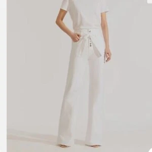 Veronica Beard Women's White Wide Leg Belted Denim Pants Jeans Size 25 - Picture 1 of 10