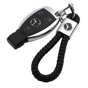 Neu Auto Leder Schlüsselanhänger schwarz für Mercedes Benz Emblem Tuning Keyring - Bild 1 von 7