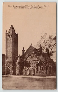 Cartolina Prima Chiesa Congregazionale su East Broad Street a Columbus, OH. - Foto 1 di 2