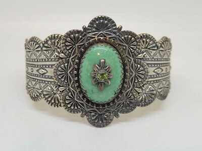 Carolyn Pollack Relios Sterling Silver Turquoise & Peridot Wide Cuff Bracelet - Image 1 of 4
