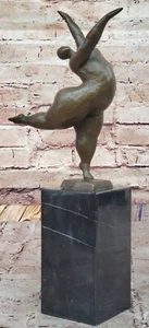 Figura Escultura Base Mármol Bronce Botero Bailarina Abstracta Firmada - Imagen 1 de 10