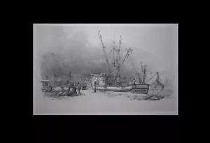 Carl Evers Repairing Shrimpboat Key West Florida Marine Nautical 11x9" Art Print - Picture 1 of 5