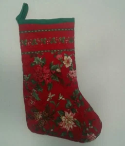 Gesteppter Stoff Strumpf Weihnachten Weihnachtsstern Stechpalme 15" Baumwolle Urlaub hausgemacht - Bild 1 von 4