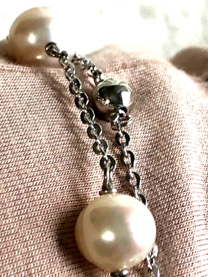 PULSERA HONORA PERLAS CULTIVADAS Y CUENTAS 2 FILAS, SS O 18K PLTD, TALLA PROMEDIO (M4443-24) Foto 1 de 2