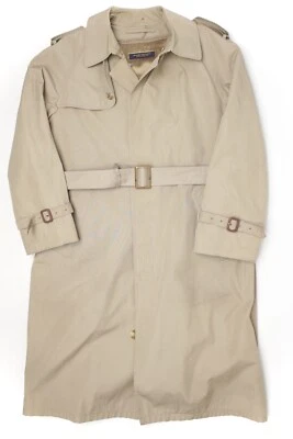 Brooks Brothers Trench Coat Mens 38R Beige Belted Made in USA Wool Lining  - Image 1 of 4