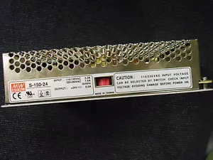 MW Mean well S-150-24 110-120VAC 220-240VAC 24VDC 6.5A POWER SUPPLY (O2-9) - Picture 1 of 6