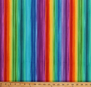 Cotton Rainbow Stripes Bright Colors Striped Cotton Fabric Print by Yard D766.54 - Picture 1 of 1