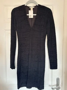 H&M Black Textured Long Sleeve Dress - UK S BNWT - Picture 1 of 2