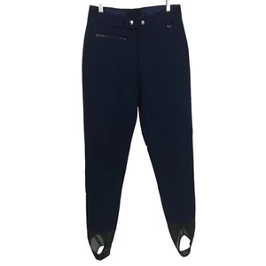 Vintage Subello Blue Ski Pants Size 14  Stirrups Schoeller Textil 70s 80s Navy - Picture 1 of 11