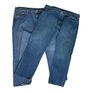 Levi's 501 Jeans Uomo Taglia 42x30 Bottone Fly Gamba Dritta Regolare Lotto di 2 - Foto 1 di 11