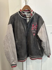 Disney Store Mickey Mouse Vintage Denim Varsity Bomber Jacket Size Large - Picture 1 of 12