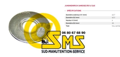 JUNGHEINRICH MIC JUNGHEINRICH 50141240 PARE FIL CACHE ROUE Rondelle 63 20 6 mm