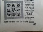 1953 Vermont Crossroads store 21 herbs vintage gift handkerchief ad