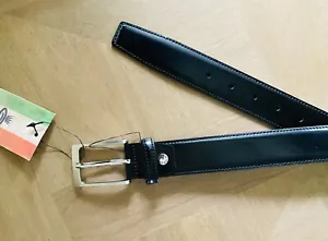 Nuevo con etiquetas Cinturón de cuero negro italiano Alta Moda para hombre talla 38/95 negro hecho en Italia - Imagen 1 de 5