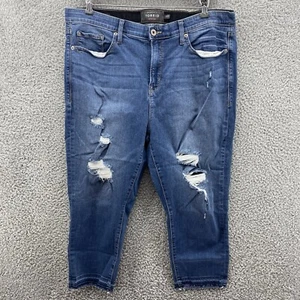 Torrid Premium Jeans Womens 20 Blue Sky High Skinny Crop Distressed Medium Wash - Picture 1 of 8