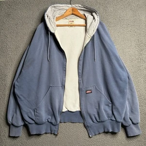 VTG Y2K Dickies Full Zip Waffle Knit Lined Thermal Hoodie Sweatshirt Mens 2XL - Picture 1 of 16