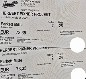 HERBERT PIXNER PROJEKT In KEMPTEN am 02.10.25 - 2. Reihe, mittig zur Bühne nähe - Bild 1 von 1