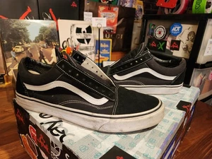Zapatillas bajas de lona de gamuza Old Skool para hombre talla 11 negras blancas sin cordones - Imagen 1 de 8