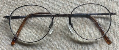 Óculos Marchon Flexon 623 marrom café redondo armação de metal completa 46-19 135 - Imagem 1 de 4