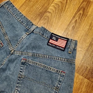 Vintage 90s Ralph Lauren Polo Jeans Shorts Men 30 Blue Banner Short USA Baggy - Picture 1 of 8