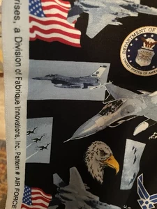 Military Cotton By Sykel Enterprises -  Black Air Force  #021 AF 3/4 YARD - Picture 1 of 5