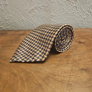 Bijoux Terner Handmade 100% Genuine Silk Men Neck Tie Yellow Black Red White - Picture 1 of 8