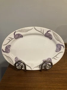 Plato ovalado iroquois China Restaurant Ware cardo púrpura hoja gris de colección 12” - Imagen 1 de 7