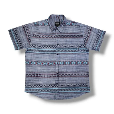Hawk’s Bay USA Colorful Aztec Print Button Up Short Sleeve Shirt Men's L - Image 1 of 4